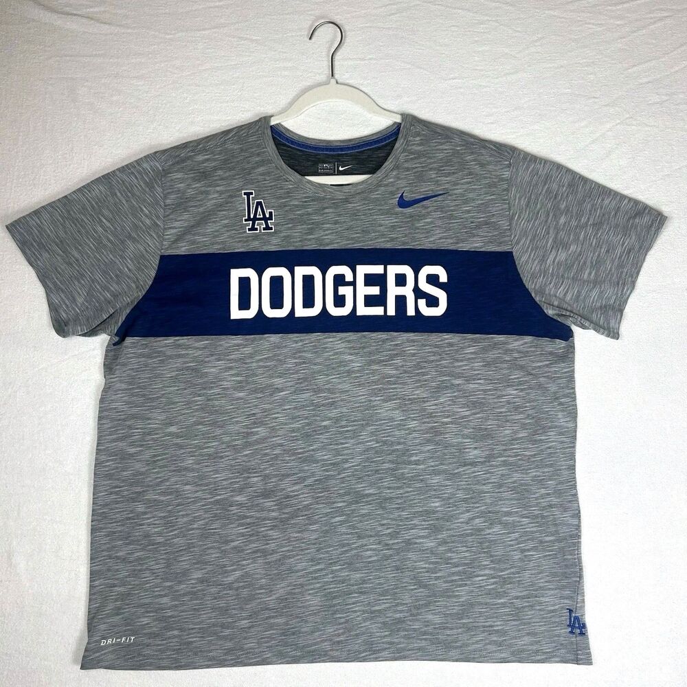 Los Angeles Dodgers Nike Dri Fit T-shirt Gray/Blue Mens XXL Athletic Fit